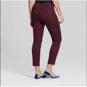 A New Day Chic Red Trousers Side Zip Ankle Pants Stretch Waist Work Trouser - 16